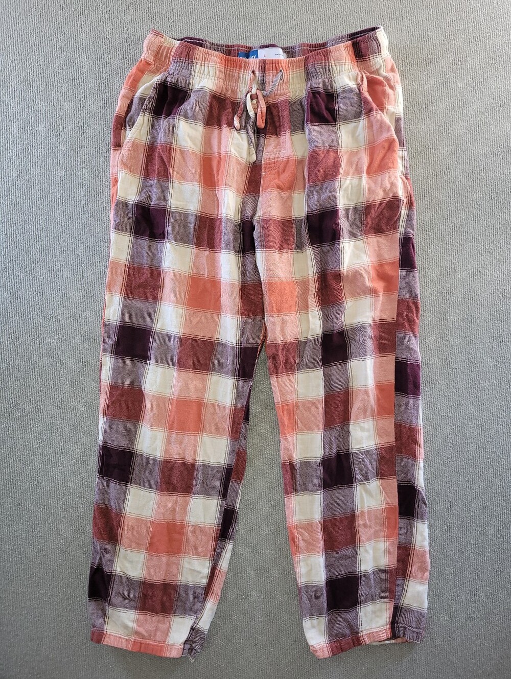 Old Navy Size Large Orange Tones Plaid Drawstring Pajama Pants